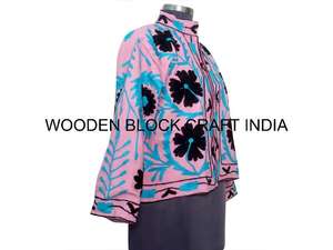 เสื้อแจ็คเก็ตผ้าฝ้ายปักลายซูซานีอินเดีย ทำมือ แบบควิลท์ สำหรับฤดูหนาว เสื้อโค้ทสั้น สำหรับผู้หญิงและเด็กผู้หญิง - Product Image 4