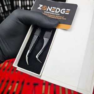 Extensions de cils haute vente pince à épiler à pointe en fibre acier durable poudre noire brillante enduite par Zonedge - Product Image 6