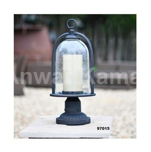 Lampadaire moderne Luminaire de pilier extérieur avec socle pour quai Lampadaire en verre moulé d'aluminium noir pour décoration de jardin - Product Image 2