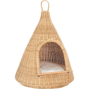 Casa para Gatos Colgante de Ratán Tejida a Mano, Cama para Mascotas de Mimbre Natural con Cojín para Decoración del Hogar, Hecha por VgreenArt en Vietnam - Product Image 1