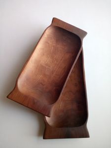 Nouveauté : Ensemble de plateaux de service ovales à double couche en bois, plateaux en bois mélangé, assiettes à collation, plateaux en bois de mangue - Product Image 3