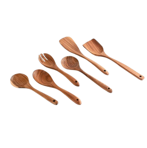 Juego de utensilios de cocina Cucharas de madera de teca Premium Turners Skimmer y espátulas para cocinar Juego de cucharas de cocina lindo - Product Image 3