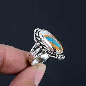 Bague tournante en argent sterling 925 avec pierre précieuse turquoise de forme ovale, cadeau de mariage, bijoux fins faits à la main, bague de promesse naturelle, fête - Product Image 5