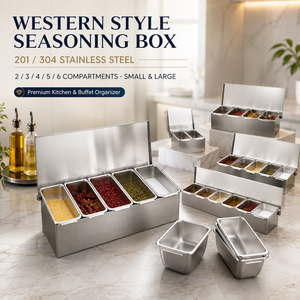 Organizador de Cocina de Acero Inoxidable al por Mayor, Caja de Condimentos con Múltiples Compartimentos, Estación para Ingredientes de Pizza - Product Image 1