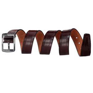Ceinture d'ouvriers décontractée de 1.5 pouces de largeur pour hommes en cuir de vache grainé avec laiton massif pour boucle argent pour boucle - Product Image 3