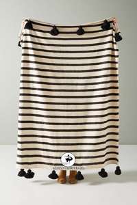 Manta tejida personalizada ITHL, diseño de rayas Bohemias de lujo, borlas bohemias hechas a mano para decoración del hogar, sofá, siesta, venta al por mayor, étnica - Product Image 6