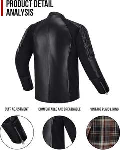 Chaqueta de Motociclista de Cuero para Hombre - Chaqueta de Cuero PU Negra con Protección CE, Resistente al Agua y al Viento - Product Image 3