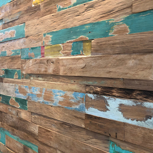 แผ่นผนังไม้สักอินโดนีเซียลายเรขาคณิตแบบมินิมอล ดูดซับเสียงได้ง่าย ใช้ตกแต่งพื้นสำหรับอพาร์ทเมนต์ - Product Image 2