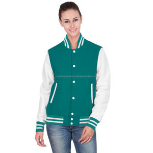 Chaqueta universitaria de algodón personalizada para mujer, ropa de calle elegante, chaqueta universitaria de lana - Product Image 1