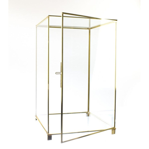 Vente chaude Nouvelle Arrivée Verre Clair En Laiton Cadre Lourd Or Fini Grande Armoire Boîte De Rangement Avec Porte Bijoux Souvenir Rack - Product Image 1