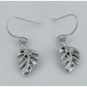925 Sterling <b>Silver</b> Monstera Leaf Dangle <b>Earrings</b> Handmade Boho Jewelry for Women for Birthday Anniversary <b>Wedding</b> Christmas - Product Image 3