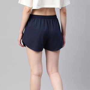 Shorts de Punto Azul Marino para Mujer, Cintura Media Elástica, Corte Regular, Estilo Casual, Estilo Urbano, 100% Algodón Transpirable - Product Image 3
