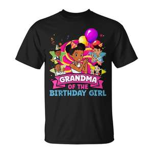 Maglietta Promozionale per Nonna della Bimba di Compleanno Gracie - Decorazioni Familiari con Bambola Rosa - Product Image 1