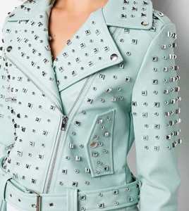 Chaqueta de cuero de Invierno para mujer de talla XL patrón sólido de alta calidad transpirable cremallera de moda suministro al por mayor de punto - Product Image 2