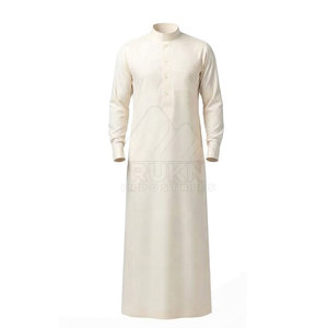 Smart Saudi Classic <b>Thobe</b> Casual Lightweight Breathable Cotton Neat Collar Long Sleeves Tailored Shape Front Buttons Everyday - Product Image 4