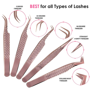 Venta directa, juegos de pinzas para pestañas hechas en fábrica, diferentes diseños, kits de herramientas de extensión de pestañas postizas de acero inoxidable - Product Image 6
