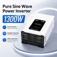 Inverter Surya 1300W Konverter Gelombang Sinus Murni Daya 12V 24V 48V 60V 72V ke AC 110V 220V untuk Penggunaan Otomotif, Surya Rumah, dan Industri