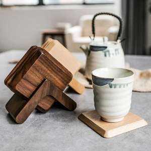 Sous-verre carré contemporain en bois de bambou, de hêtre et d'acacia, écologique, avec logo gravé personnalisé de qualité supérieure par Saniya Handicraft - Product Image 5