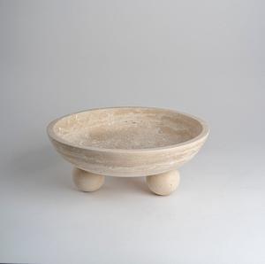 Cuenco de Mármol Blanco Hecho a Mano con Base de Pedestal de Madera, Cuenco Decorativo de Piedra Natural para Mesa de Comedor, Hogar de Lujo - Product Image 5