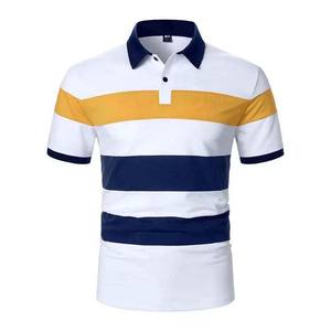 Camisetas de Golf de manga corta para hombre de alta calidad, camisetas transpirables de algodón de verano de talla grande con botones de Color en contraste para hombre - Product Image 2