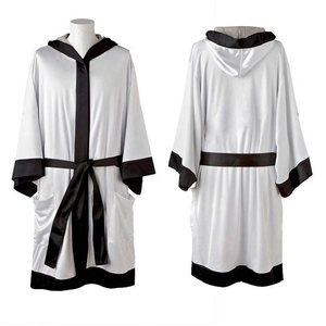 Bata de boxeo de poliéster y algodón con capucha, cinturones blancos, logotipo y tamaño personalizados transpirables para hombres y mujeres - Product Image 2