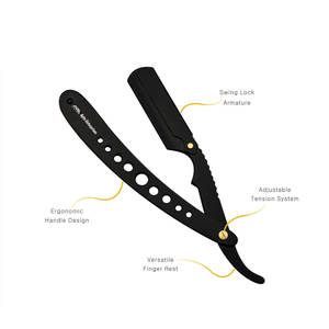 Shavette à gorge coupée de qualité de salon de rasoir de barbier à bord droit classique avec une durabilité supérieure conception ergonomique résistant à la rouille - Product Image 2