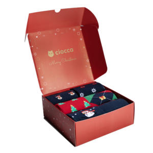 Chaussettes Jacquard en Coton Sportives Quotidiennes pour Hommes, Lot de 6 Paires à Motifs Festifs, Taille Unique, Boîte Cadeau, avec Logo au Bas, Idéales pour l'Hiver - Product Image 2