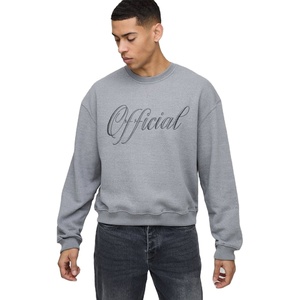 LOGO Print Pullover 400 Gsm Heavy Oversize Fleece Cotton Street Trend Green Crewneck Pullover Sudaderas Hombres - Product Image 1