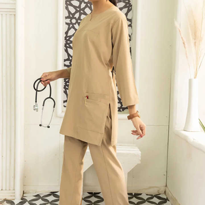 Ensemble de Blouses d'Infirmière Personnalisables pour Femmes, Col en V, Anti-Plis, Uniforme Médical Uni Tendance, 100% Coton, pour Hôpitaux - Product Image 3