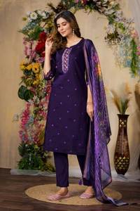 Nouveauté Salwar Kameez prêt-à-porter pour femmes, costume en soie Marina avec pantalon brodé et dupatta fantaisie, taille M à 3XL, qualité d'exportation - Product Image 4
