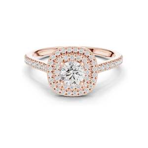 Bague de fiançailles pour femme avec halo de diamants de laboratoire ronds brillants de 1,07 carat, clarté VVS-VS EF, or 18 carats, 14 carats, 10 carats et argent 925 - Product Image 2