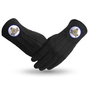 Guantes masónicos de algodón negro más vendidos, guantes de Regalia masónicos para exteriores con bordado a máquina de algodón 100% - Product Image 2