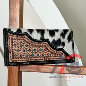 เคสคลัทช์หนังวัวแบบถือกระเป๋าสตางค์สีน้ำตาลสีน้ำตาลหนังวัวตัดด้วยมือสินค้ามาใหม่สไตล์ตะวันตก - Product Image 1