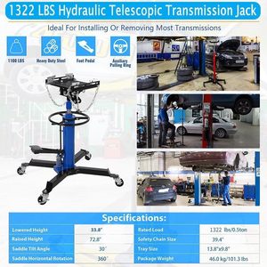 Cric hydraulique <span class=keywords><strong>de</strong></span> transmission robuste, réglable, télescopique, commande par pédale, roues pivotantes pour garage et atelier - Product Image 4