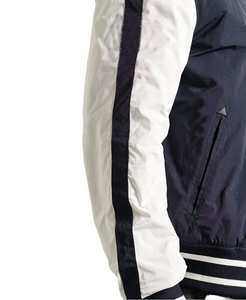 Chaqueta Deportiva Varsity de Lona Recubierta Personalizada de Poliéster/Algodón Negro con Apliques de Baloncesto y Logotipo Bordado para Hombre - Product Image 4