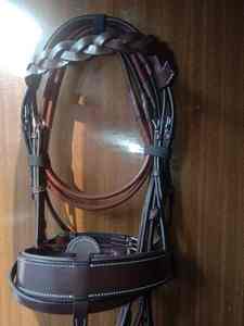 Équipement équestre en cuir durable à double bride de cheval de haute qualité parfait pour l'équitation et la formation fabricant de gros - Product Image 2