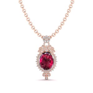 Colliers REYES Nouveauté en or rose 14 carats avec moissanite certifiée GRA pour femmes, pendentif en pierre précieuse rubis naturel, collier chaîne - Product Image 2