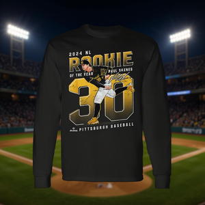 T-shirt à manches longues unisexe pour adulte, col rond, impression numérique, Pittsburgh Baseball 2024 NL Rookie Of The Year Paul Skenes - Product Image 3