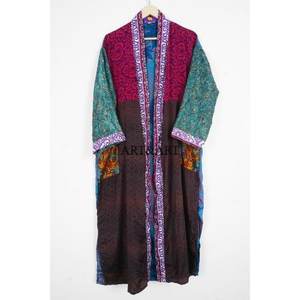 Wholesale Spring Summer Elegant Silk Kimono <b>Robe</b> Hand-Stitched Boho Hippie Floral Unisex Bathrobe <b>Women's</b> Sleepwear Quick <b>Dry</b> - Product Image 4