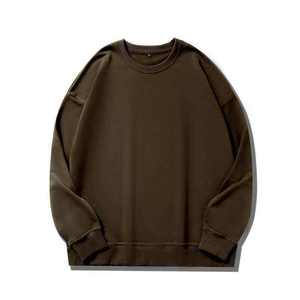 Sweat-shirt à col rond uni crème pour homme, coupe classique, tricoté, manches longues, décontracté, pour l'automne - Product Image 4