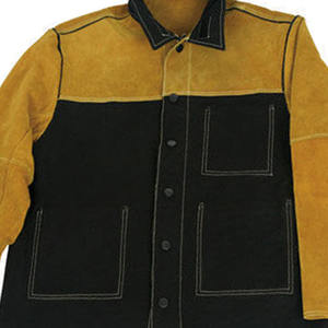 Chaqueta de soldadura de cuero marrón y azul unisex, chaquetas de seguridad de trabajo de cuero de vaca dividido de alta resistencia para soldadores, chaquetas de seguridad - Product Image 6