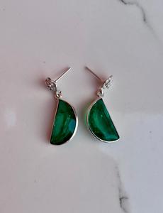 Boucles d'oreilles en argent sterling 925 émeraude faites à la main. - Product Image 2