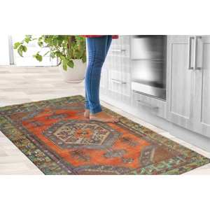 Tapis imprimé - Design turc orange vibrant pour bureau et salle à manger, avec tapis à poils doux - Product Image 2