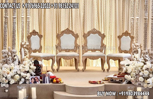 Chaises Lion de mariée et de marié de scène de réception de luxe nouvelles chaises de roi et de reine de scène de mariage chaises de trône de mariage sculptées lourdes - Product Image 3