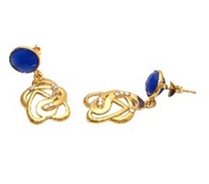 Boucles d'oreilles en argent Sterling 925 avec pierre calcédoine bleue, nouvelle collection - Product Image 1