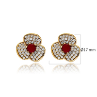 Diseño de forma de flor granate CZ piedra auténtico estilo otomano pendientes de plata al por mayor joyería turca hecha a mano