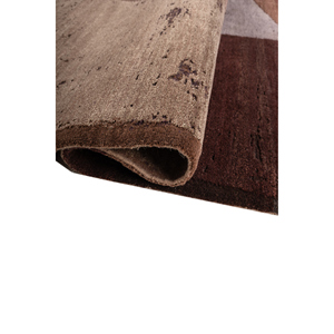 พรมขนสัตว์และไหมถักมือของคาวี สีเบจและสีน้ำตาล ลายแบบนามธรรม สำหรับห้องนั่งเล่นที่บ้าน รุ่น 3D Ebsk-375 - Product Image 2