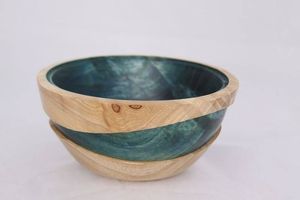 Tazón de sopa de postre de comida de resina de madera de acacia exclusivo diseño premium de gran tamaño ideal para utensilios de cocina y comedor - Product Image 3