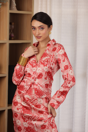 Bleu et blanc fait à la main quotidien décontracté co-ord ensemble personnalisé pur coton numérique imprimé travail deux pièces ensemble pour un usage quotidien en vrac - Product Image 6