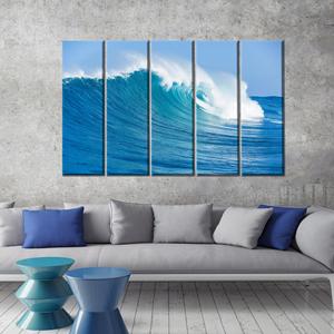 ภาพพิมพ์บนผ้าใบลายคลื่นทะเล: งานศิลปะติดผนังลายทิวทัศน์ทะเลอันงดงามสำหรับตกแต่งบ้าน,5P:Gallery Wrapped - Product Image 1